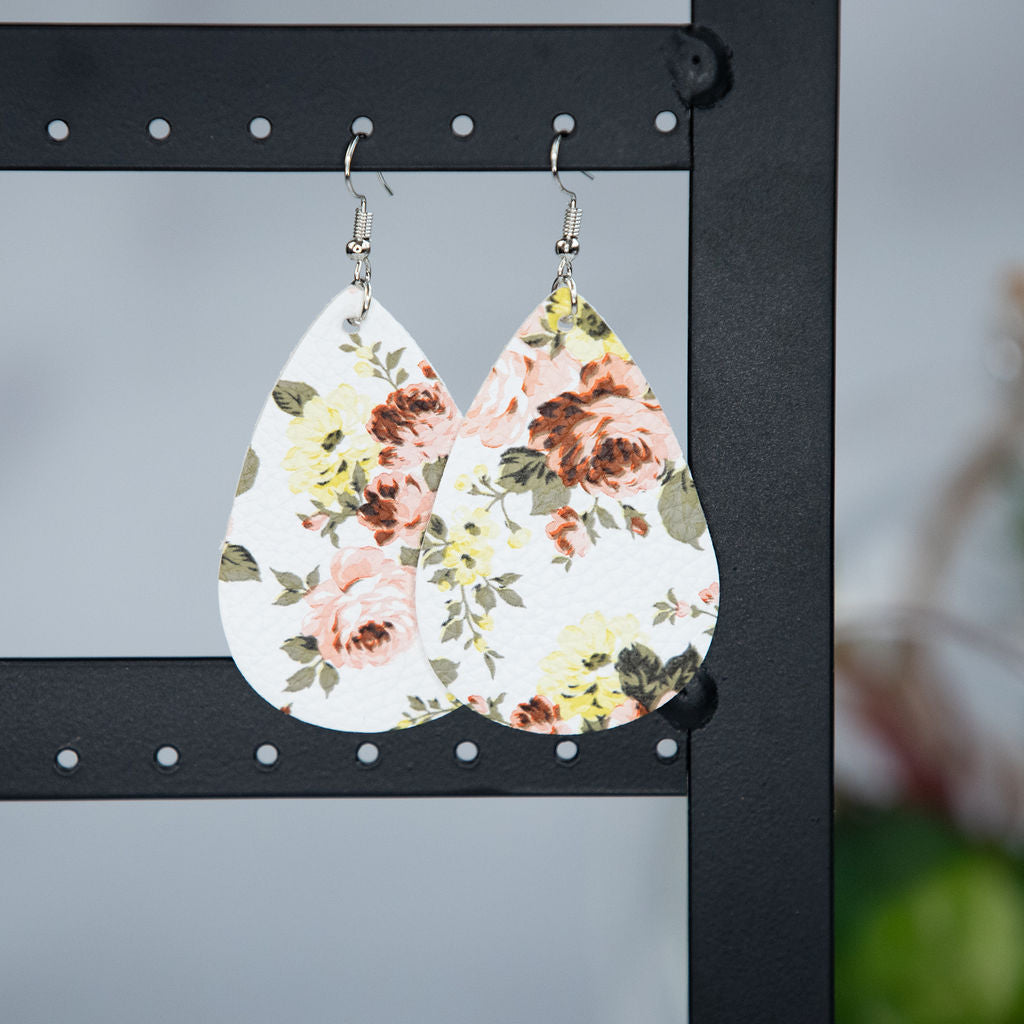Floral Teardrop Dangle Earrings