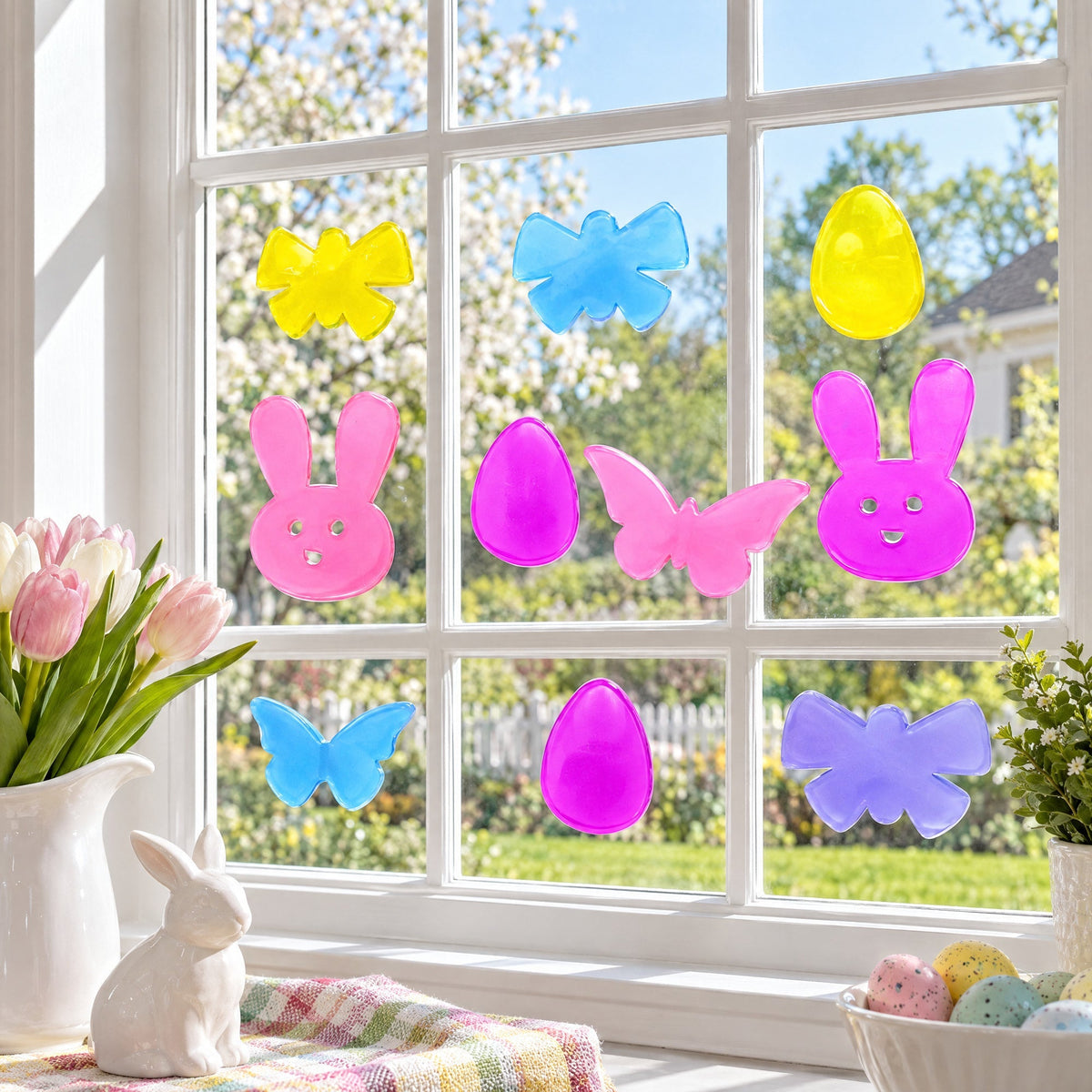 10 Easter Gel Window Clings Bunny Egg Butterfly Spring Home Party Décor Easter > Wall Decorations La Vie Bien 10 Easter Gel Window Clings Bunny Egg Butterfly Spring Home Party Décor