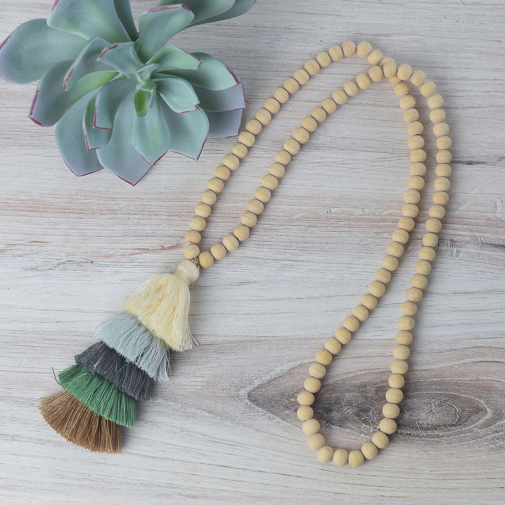 The Ella Wood Bead Pendant Necklace