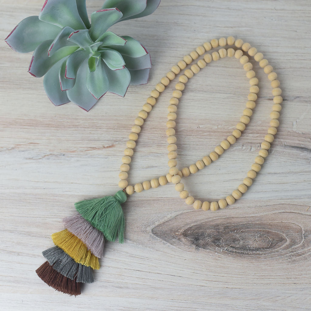 The Ella Wood Bead Pendant Necklace