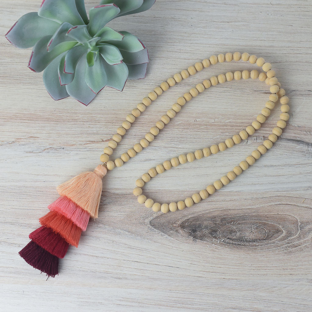 The Ella Wood Bead Pendant Necklace