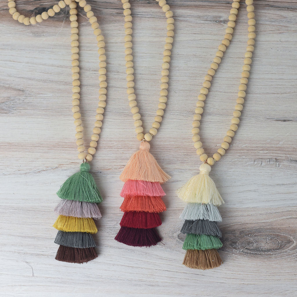 The Ella Wood Bead Pendant Necklace