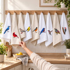 100% Cotton Tea Towels with Bird Embroidery - Kitchen Towels Kitchen Towels La Vie Bien 100% Cotton Tea Towels with Bird Embroidery - Kitchen Towels