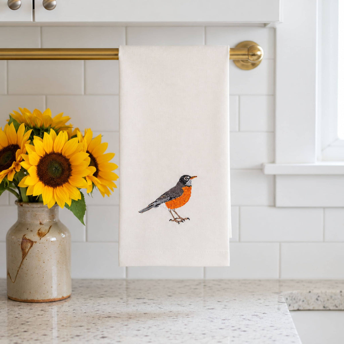 100% Cotton Tea Towels with Bird Embroidery - Kitchen Towels Kitchen Towels La Vie Bien 100% Cotton Tea Towels with Bird Embroidery - Kitchen Towels