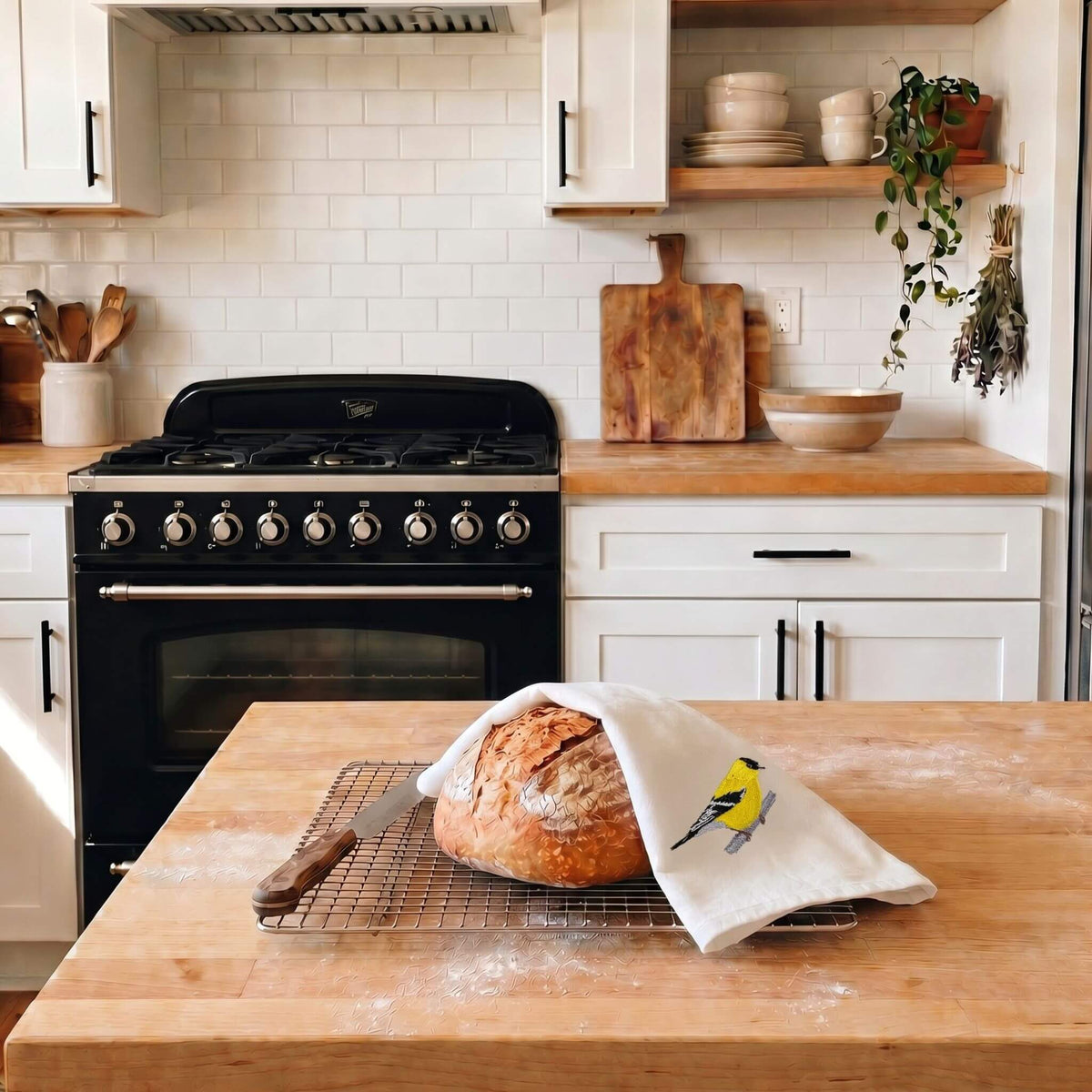 100% Cotton Tea Towels with Bird Embroidery - Kitchen Towels Kitchen Towels La Vie Bien 100% Cotton Tea Towels with Bird Embroidery - Kitchen Towels