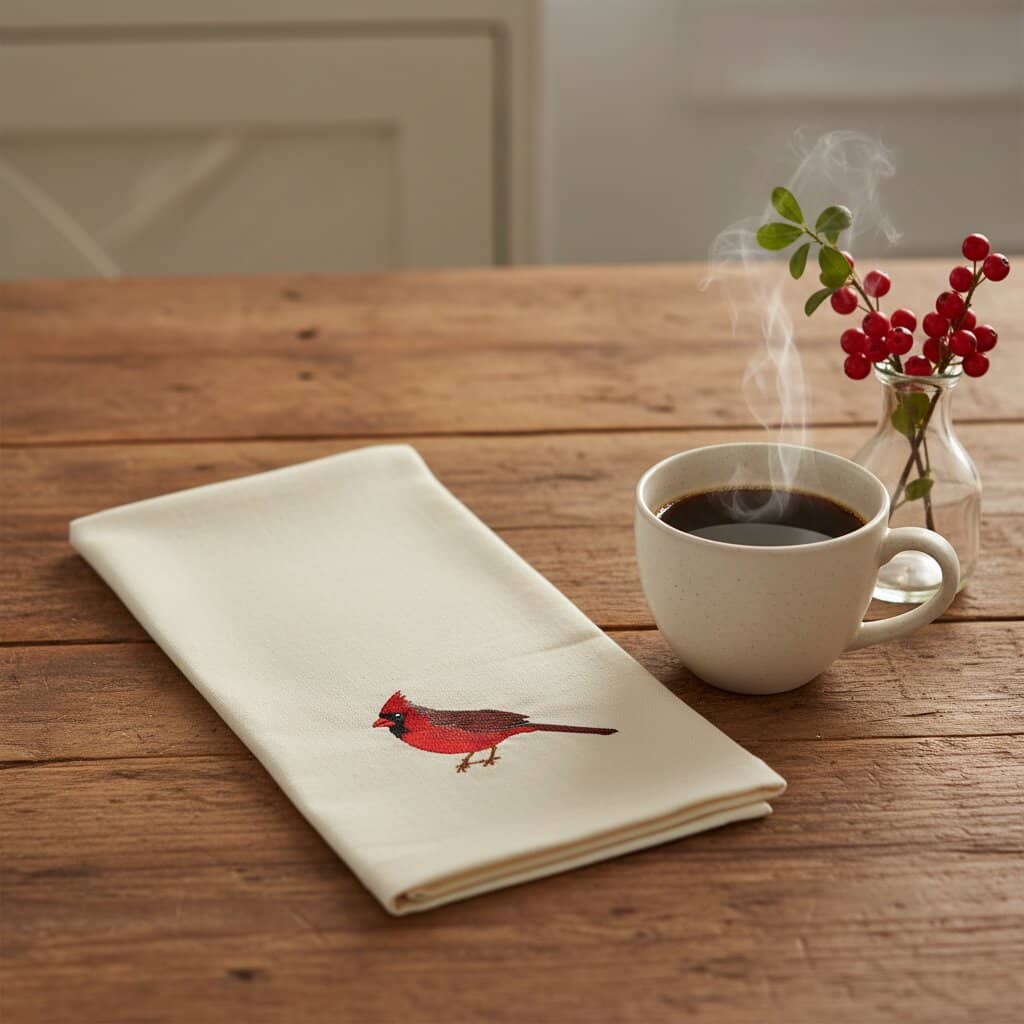 100% Cotton Tea Towels with Bird Embroidery - Kitchen Towels Kitchen Towels La Vie Bien 100% Cotton Tea Towels with Bird Embroidery - Kitchen Towels