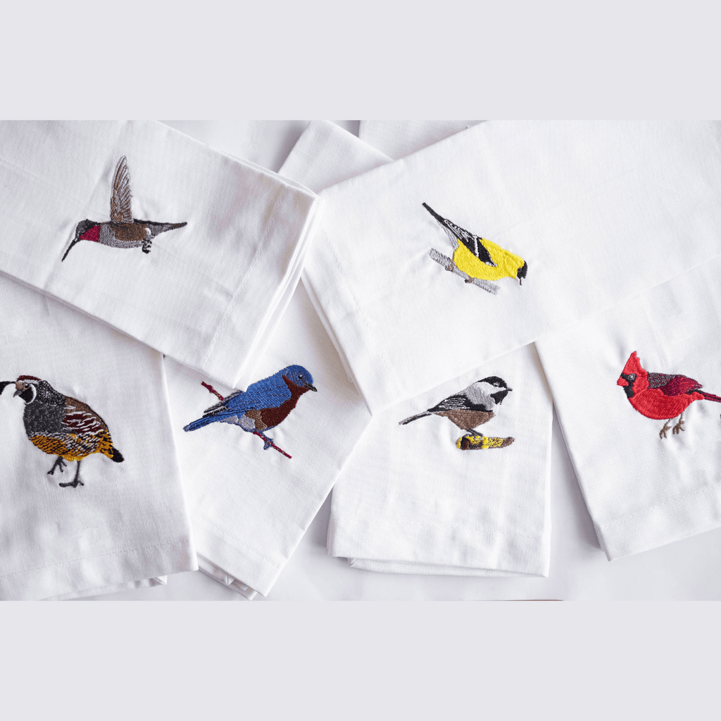 100% Cotton Tea Towels with Bird Embroidery - Kitchen Towels Kitchen Towels La Vie Bien 100% Cotton Tea Towels with Bird Embroidery - Kitchen Towels