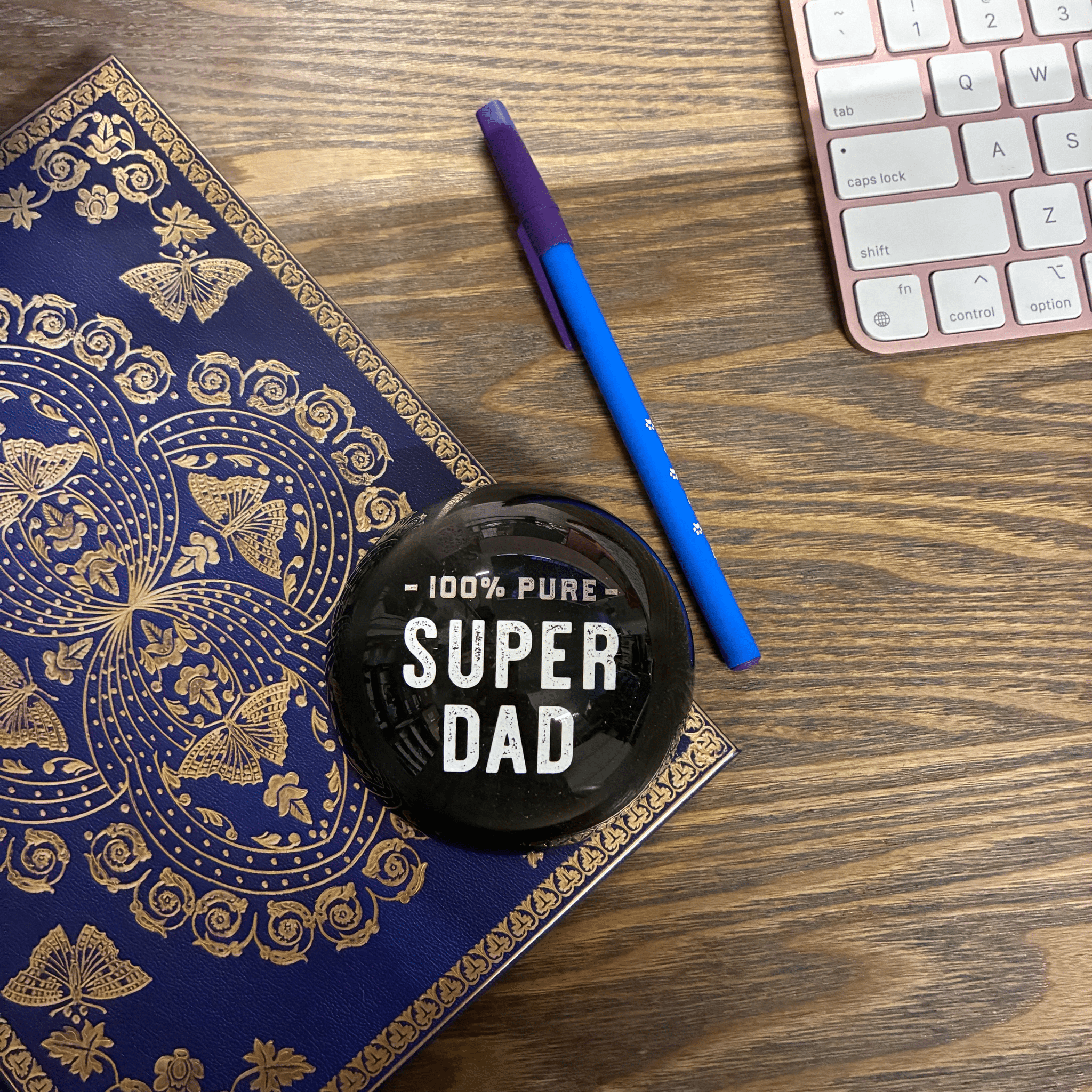 100% Pure Super Dad Glass Dome Paperweight | In a Gift Box by The Bullish Store