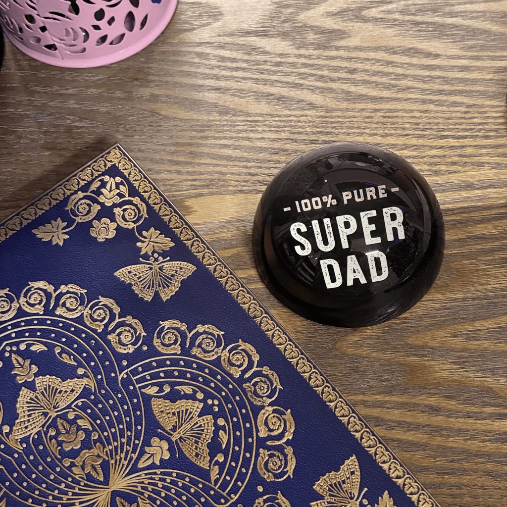 100% Pure Super Dad Glass Dome Paperweight | In a Gift Box by The Bullish Store