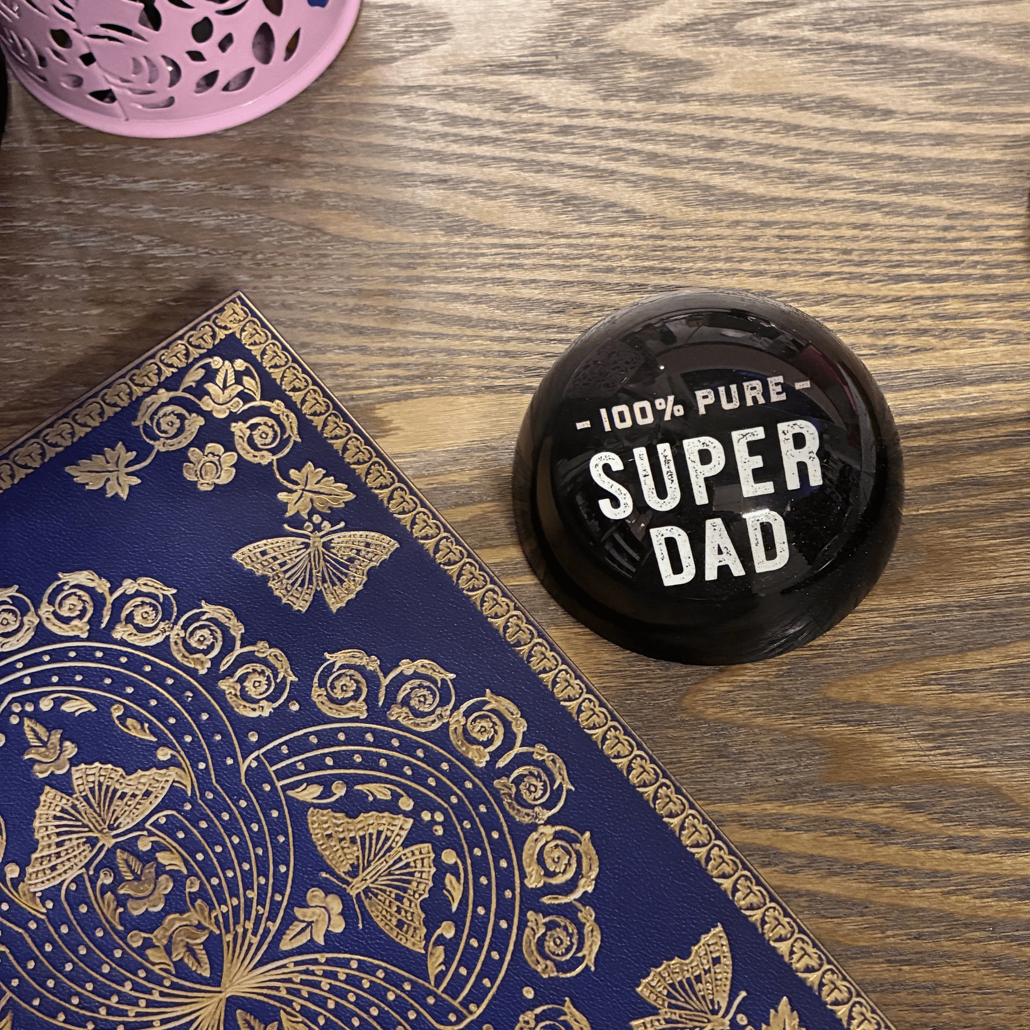 100% Pure Super Dad Glass Dome Paperweight | In a Gift Box by The Bullish Store