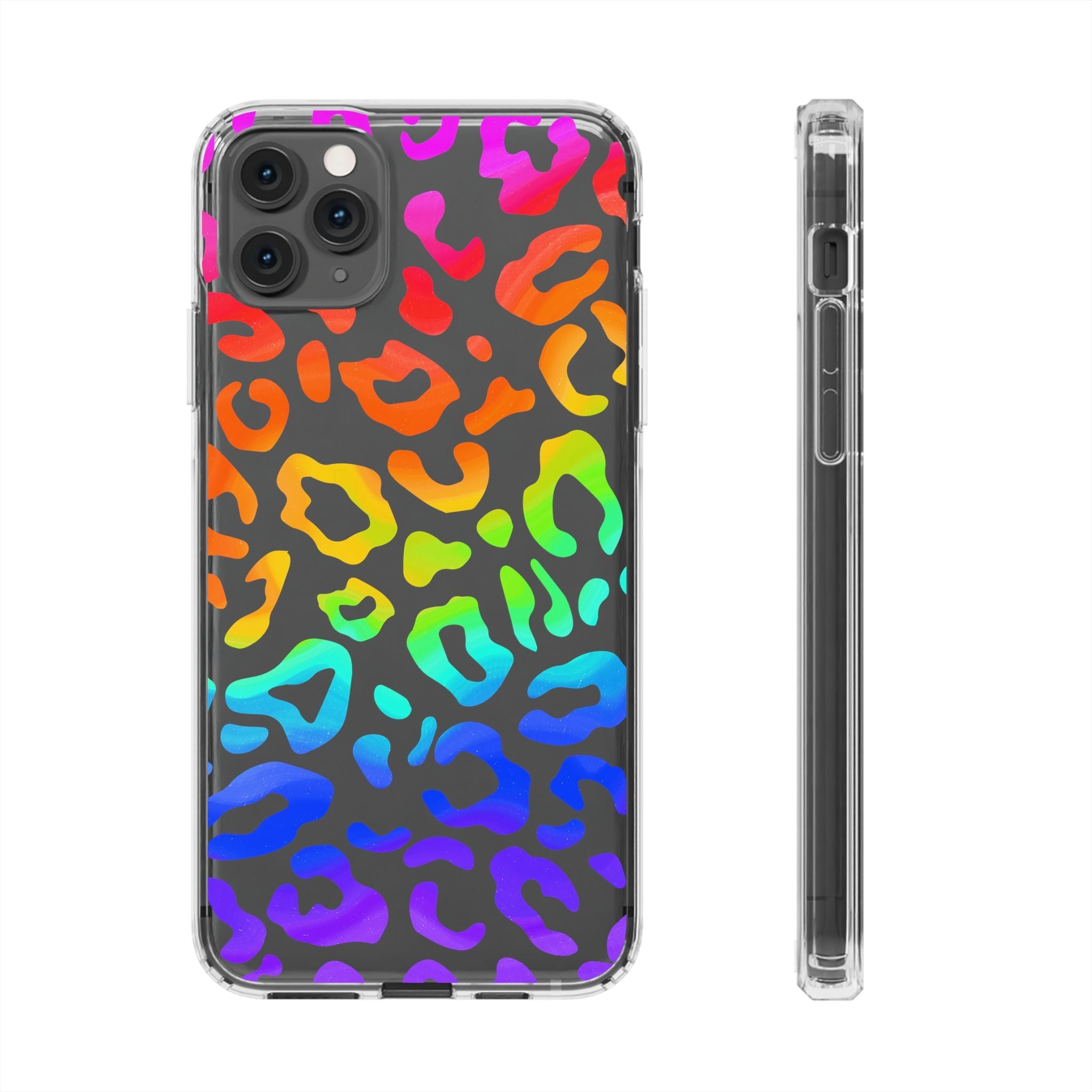 Bespattered Facade Watercolor Rainbow Leopard Clear Case