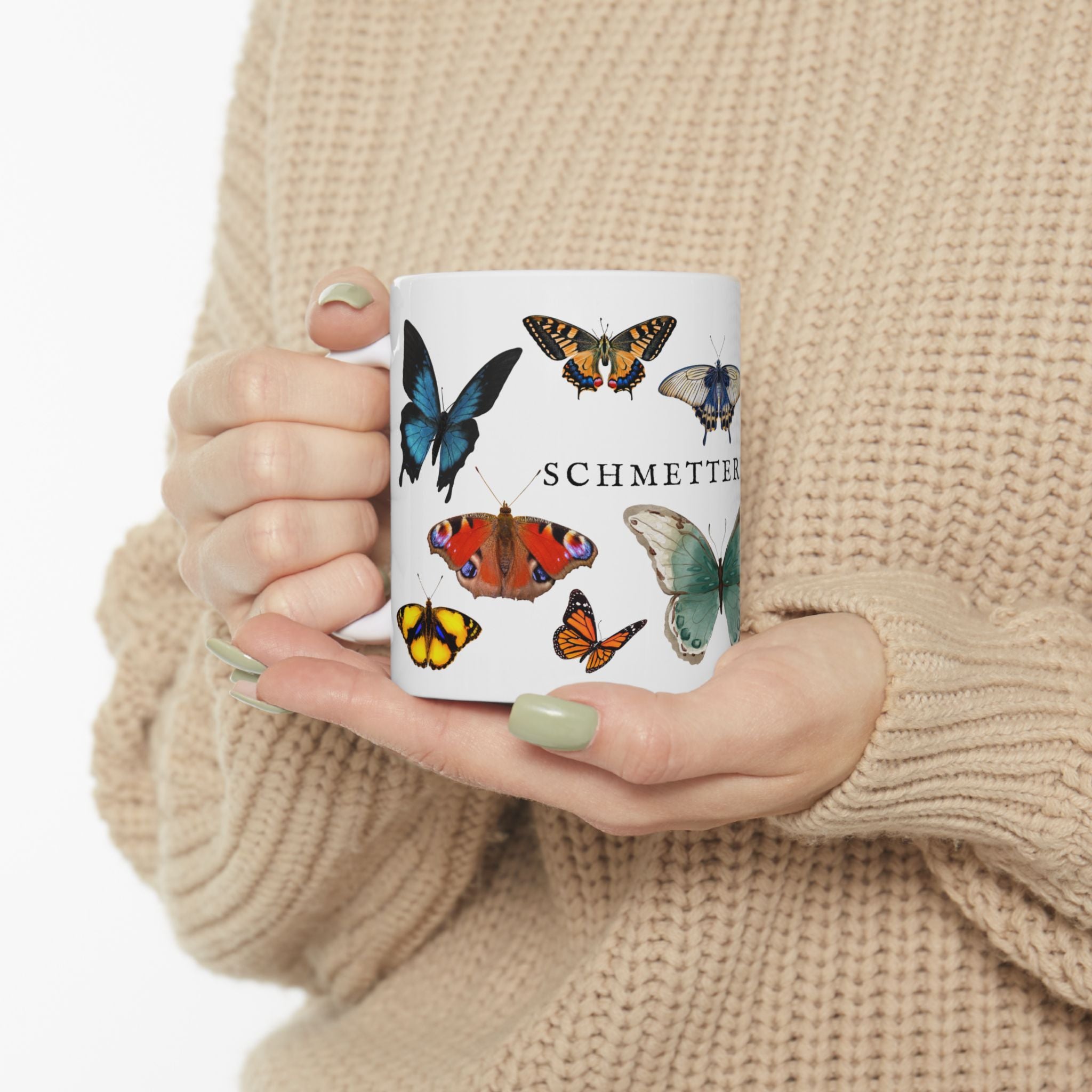 German Schmetterlinge vintage Butterfly Species Ceramic Mug — Vintage style Illustration (11oz & 15oz)