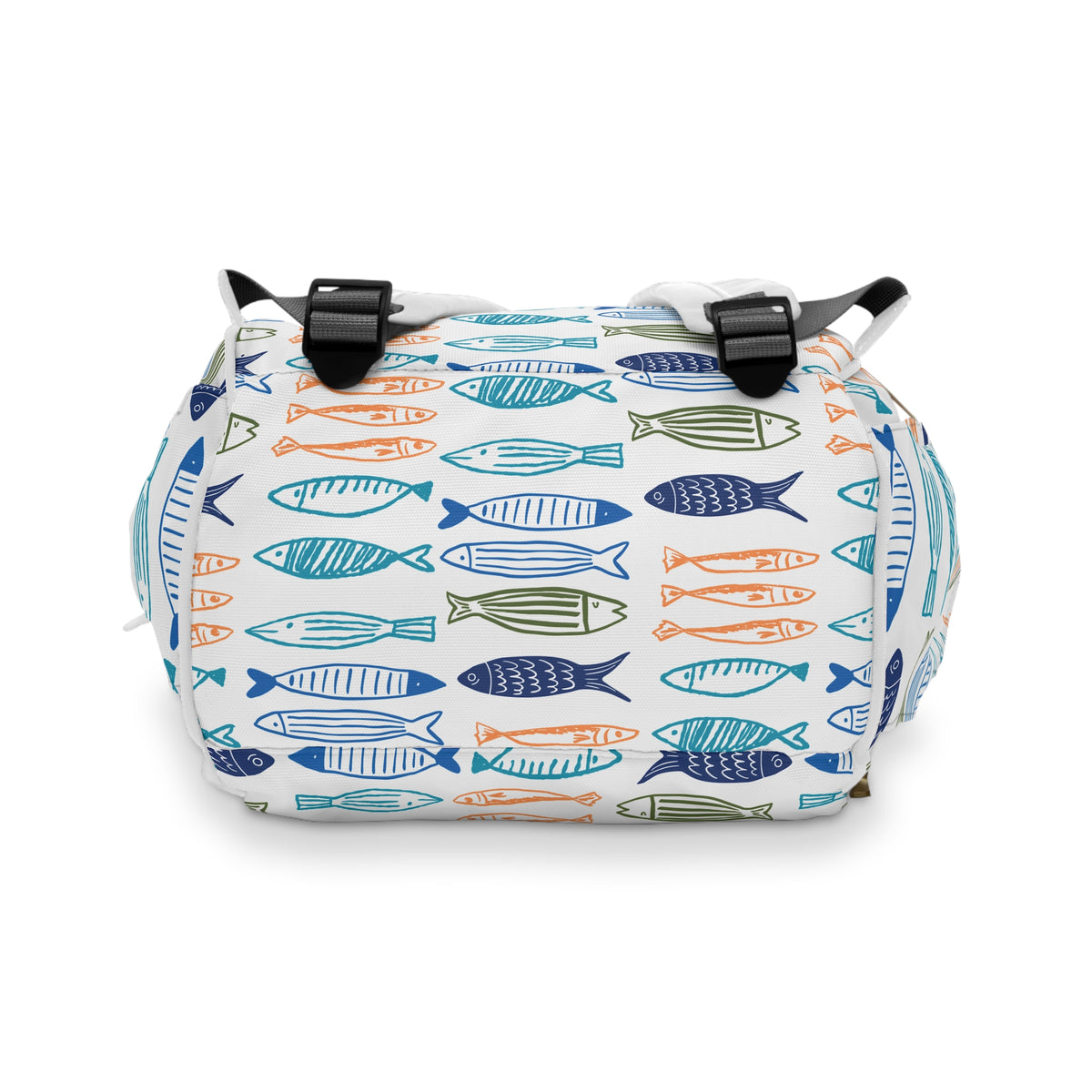 Fishy Sardines Diaper Backpack, Multifunctional Baby Bag with Insulated Bottle Pockets
