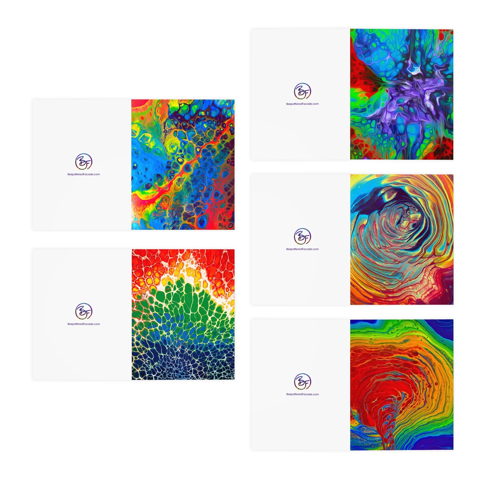 Bespattered Facade Multi-Design Greeting Cards (5-Pack) – Blank Inside
