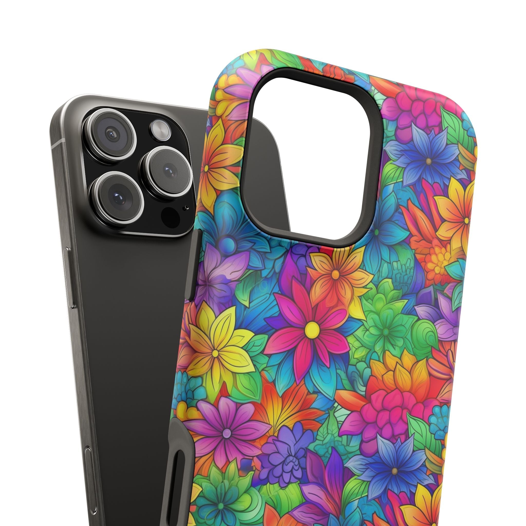 Bespattered Facade Bright Rainbow Flowers Impact-Resistant Case