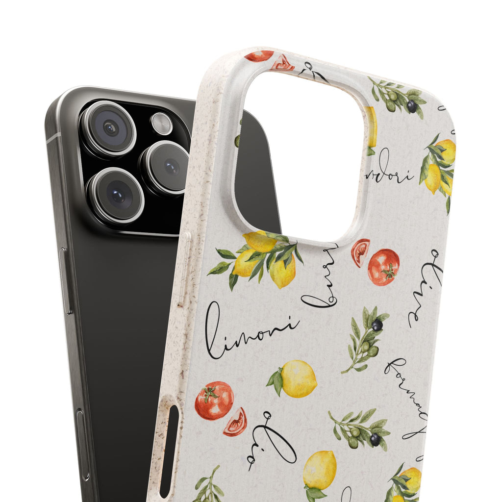 Italian cooking Eco friendly biodegradable phone case -Lemons & Tomatoes phone case | Biodegradable Cases