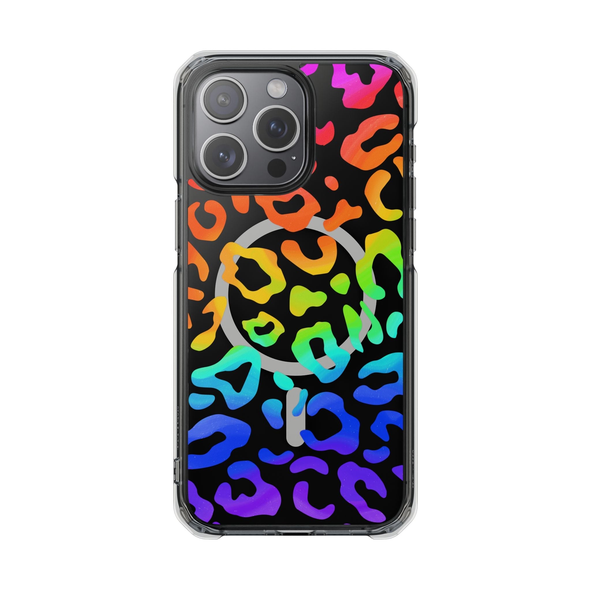 Bespattered Facade Watercolor Rainbow Leopard MagSafe Clear Impact Case