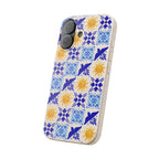 Eco friendly Blue Sun and Bird Talavera sol Tile Pattern Phone Case | Biodegradable Case
