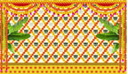 Traditional Indian Backdrop Banner for Diwali, Wedding, Housewarming - 5 x 8 Feet Fabric Backdrop (1015)