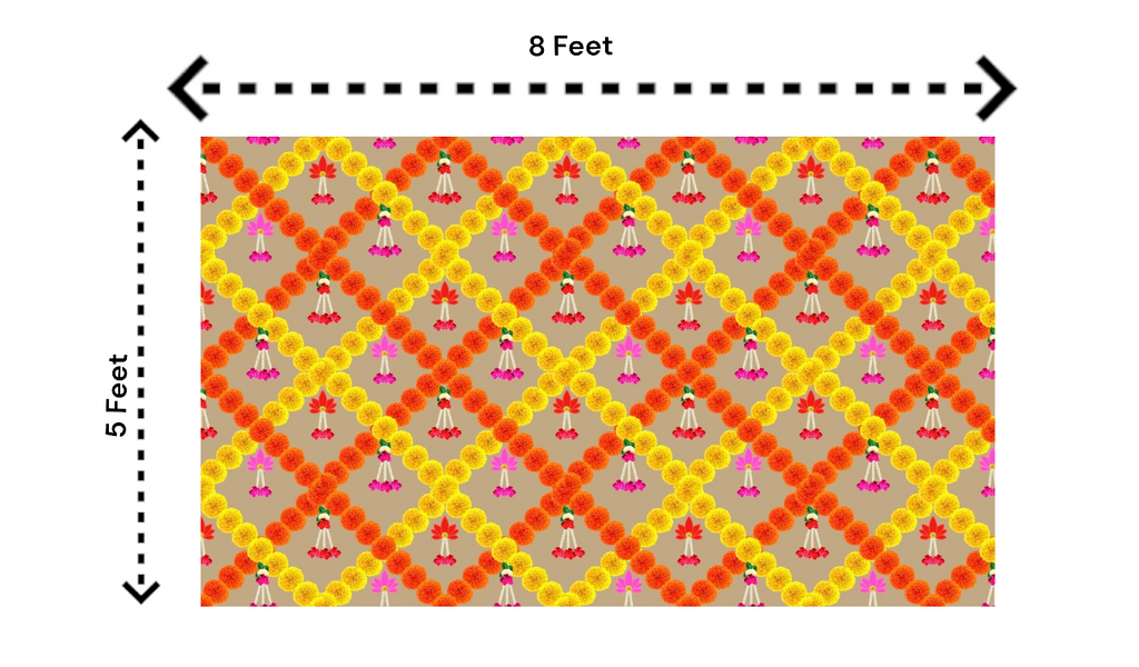 Traditional Indian Backdrop Banner  for Diwali, Wedding, Seemantham Ceremony, Housewarming - 5 x 8 Feet Fabric Backdrop (1018)