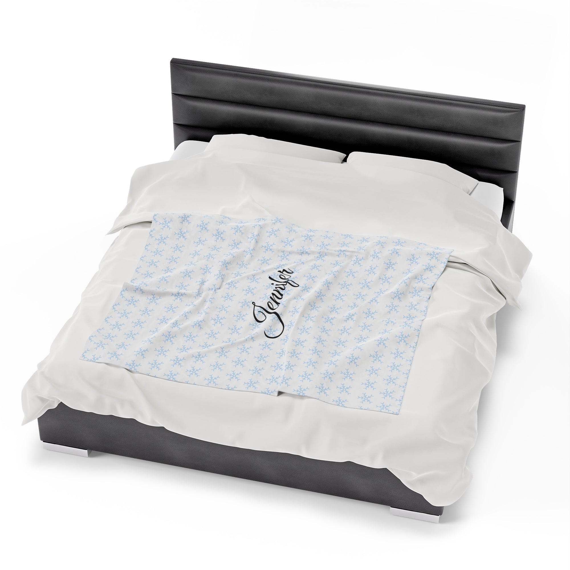 Personalized Winter Snowflake Velveteen Plush Blanket