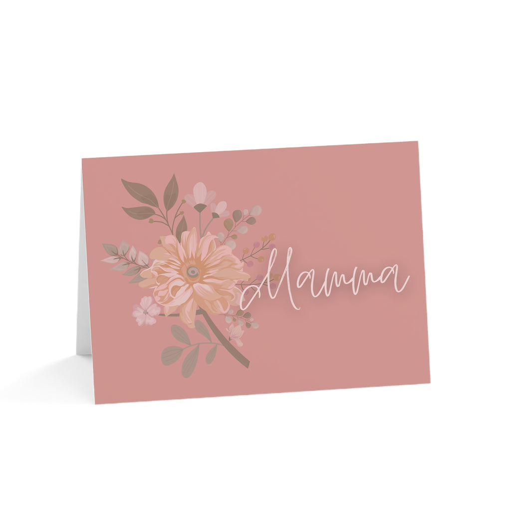Italian Mamma pink Floral birthday, Mother's Day, or all-occasion Card with envelope, blank inside