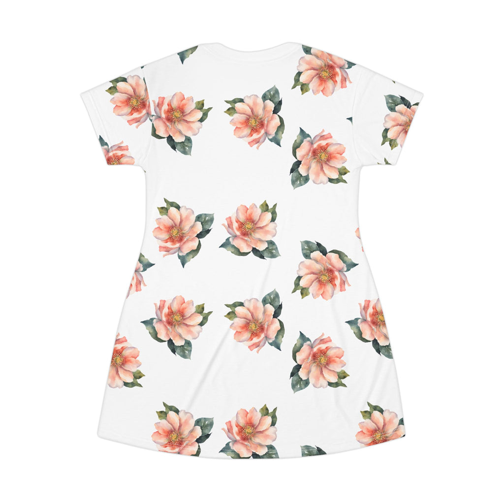 Pink watercolor flowers t-shirt dress