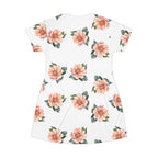 Pink watercolor flowers t-shirt dress by Printify
