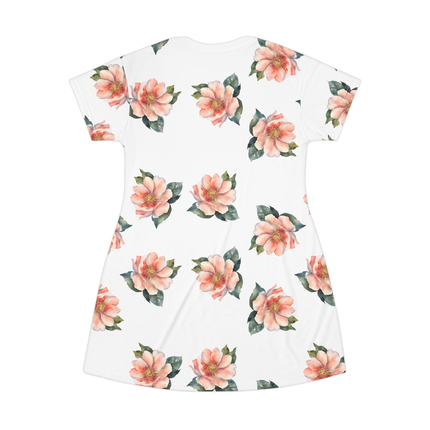 Ärmelloses Kleid mit rosa Aquarellblumen