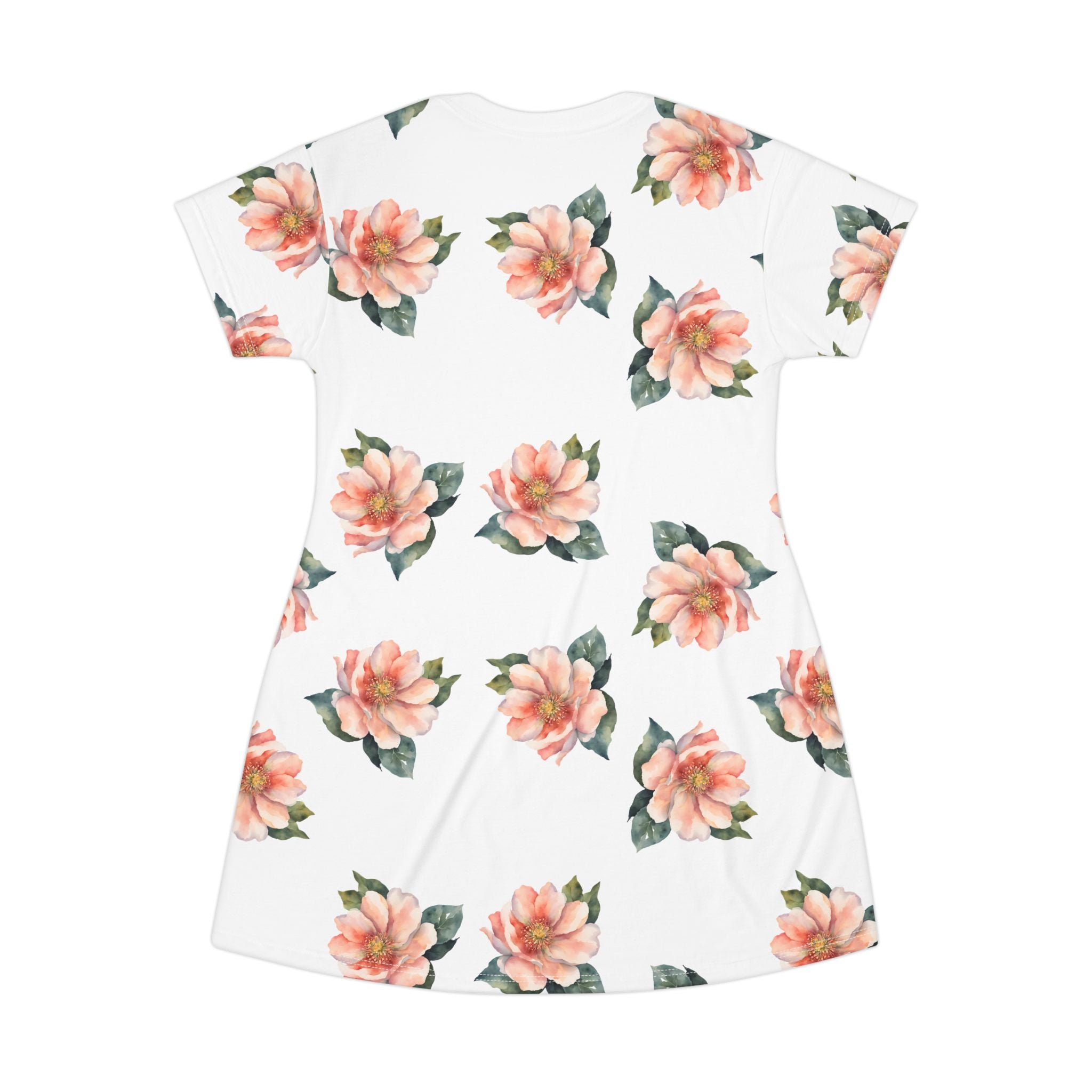 Pink watercolor flowers t-shirt dress