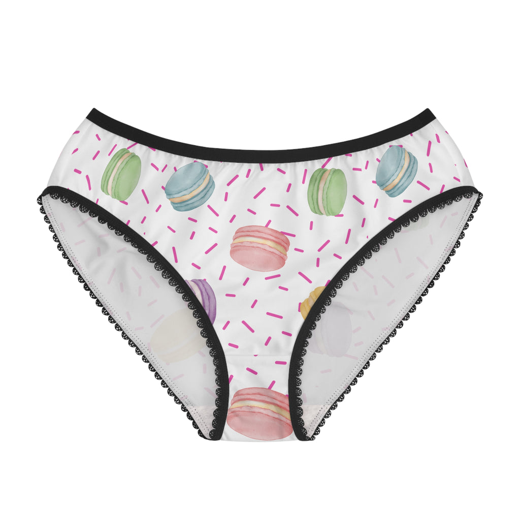 Macaron party Pattern Women's Brief underwear, French Pastry Print, Pink Sprinkles