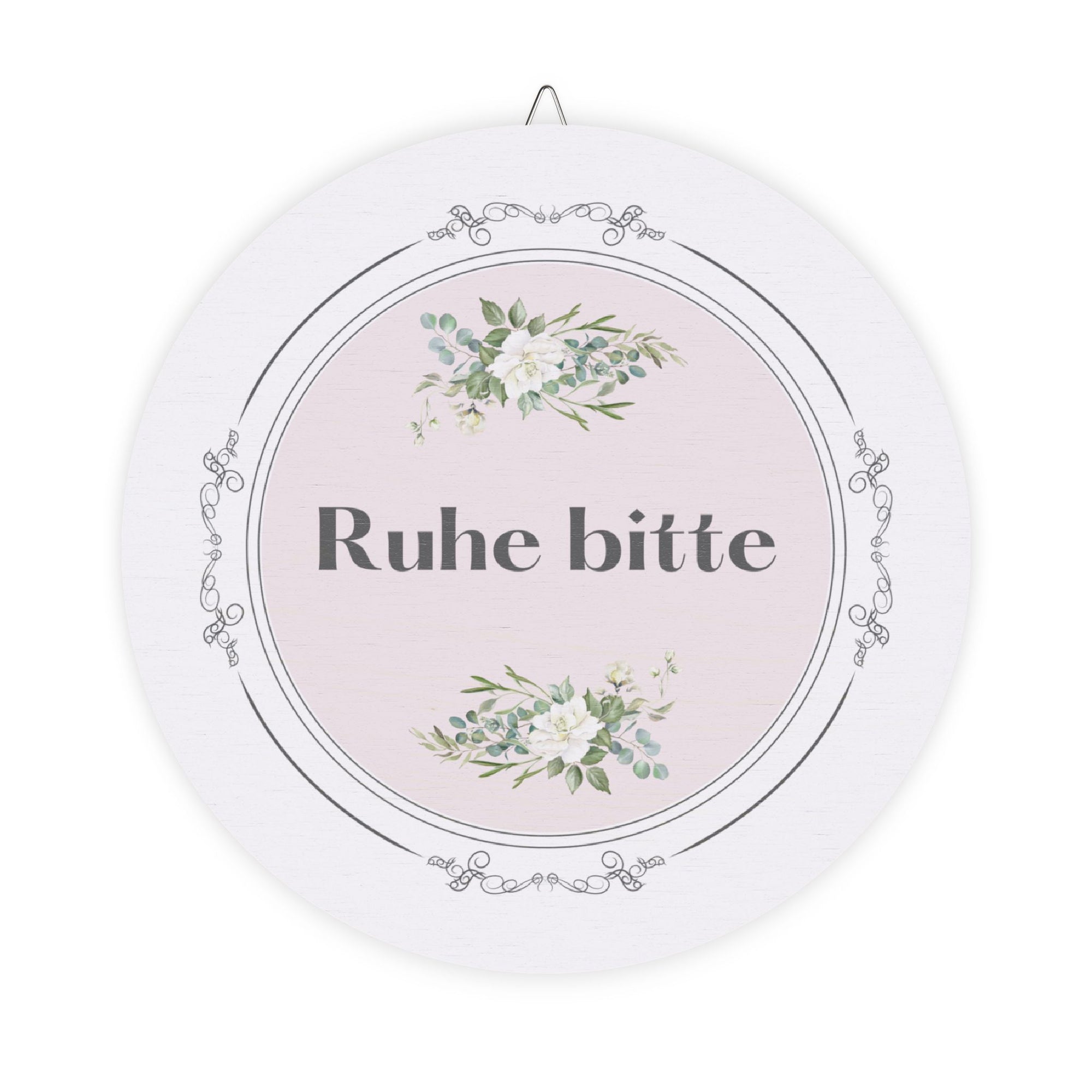 Ruhe bitte German hanging wooden wall sign