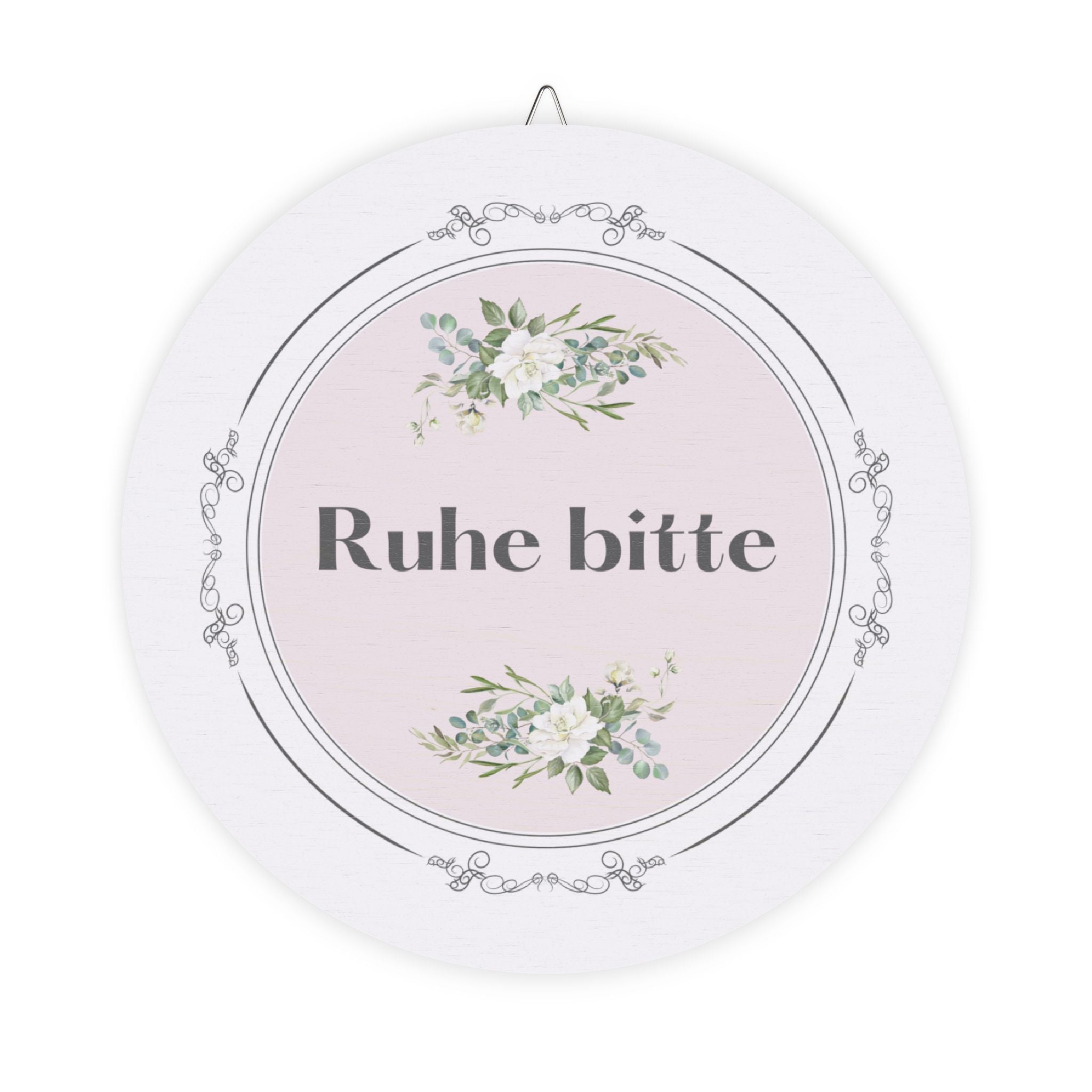 Ruhe bitte German hanging wooden wall sign