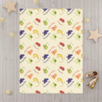 French Fruits Pattern Toddler Blanket, Banana, Kiwi, Grape, Strawberry by Printify