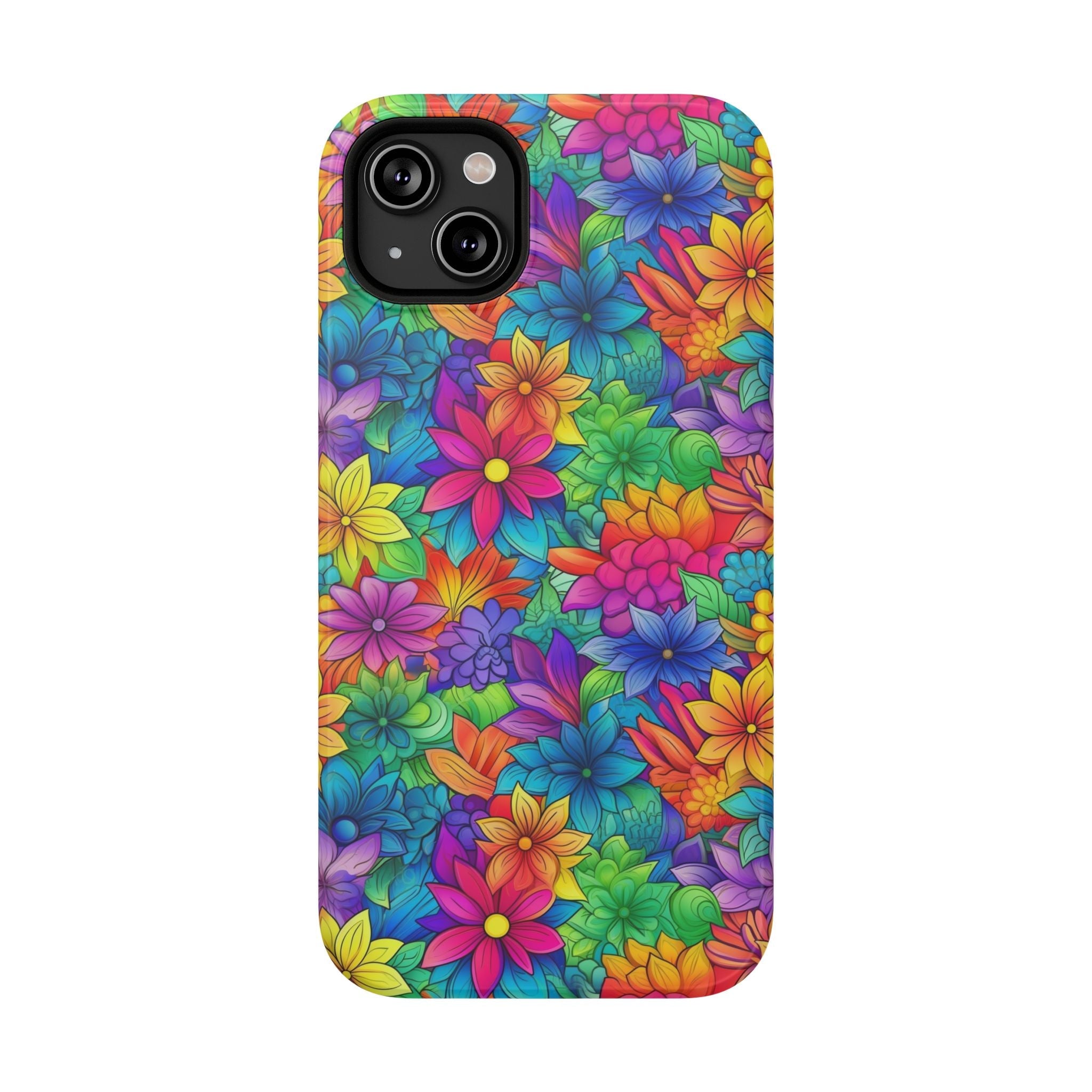 Bespattered Facade Bright Rainbow Flowers Impact-Resistant Case