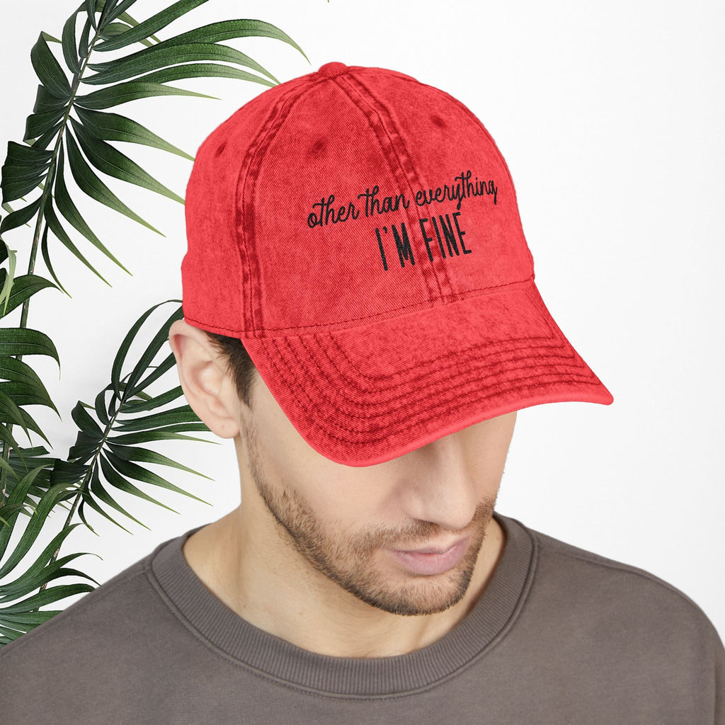 Bespattered Facade "I'm Fine" Black Embroidered Vintage Cap