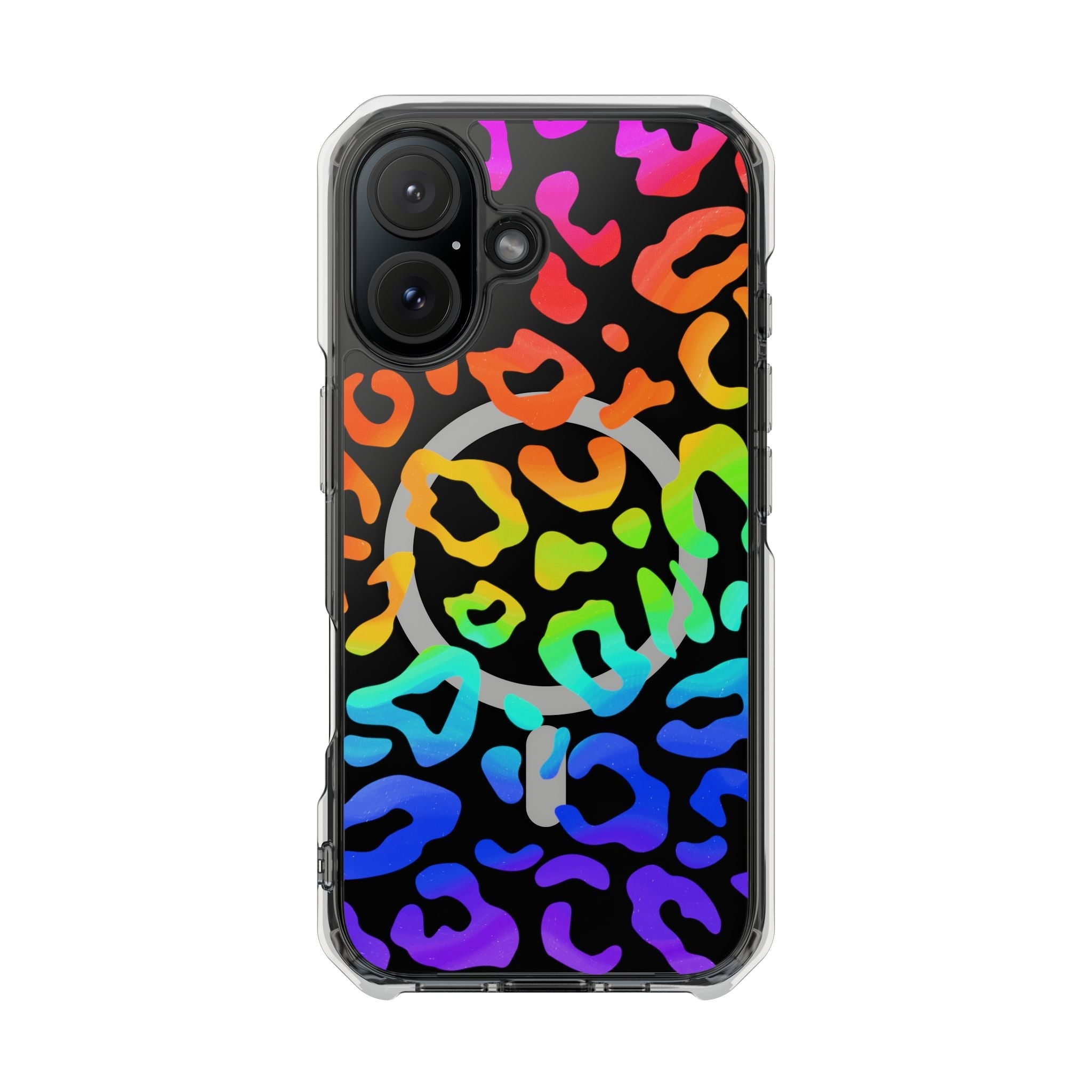 Bespattered Facade Watercolor Rainbow Leopard MagSafe Clear Impact Case
