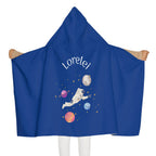 Kid's personalized space astronaut hooded bath towel by Printify