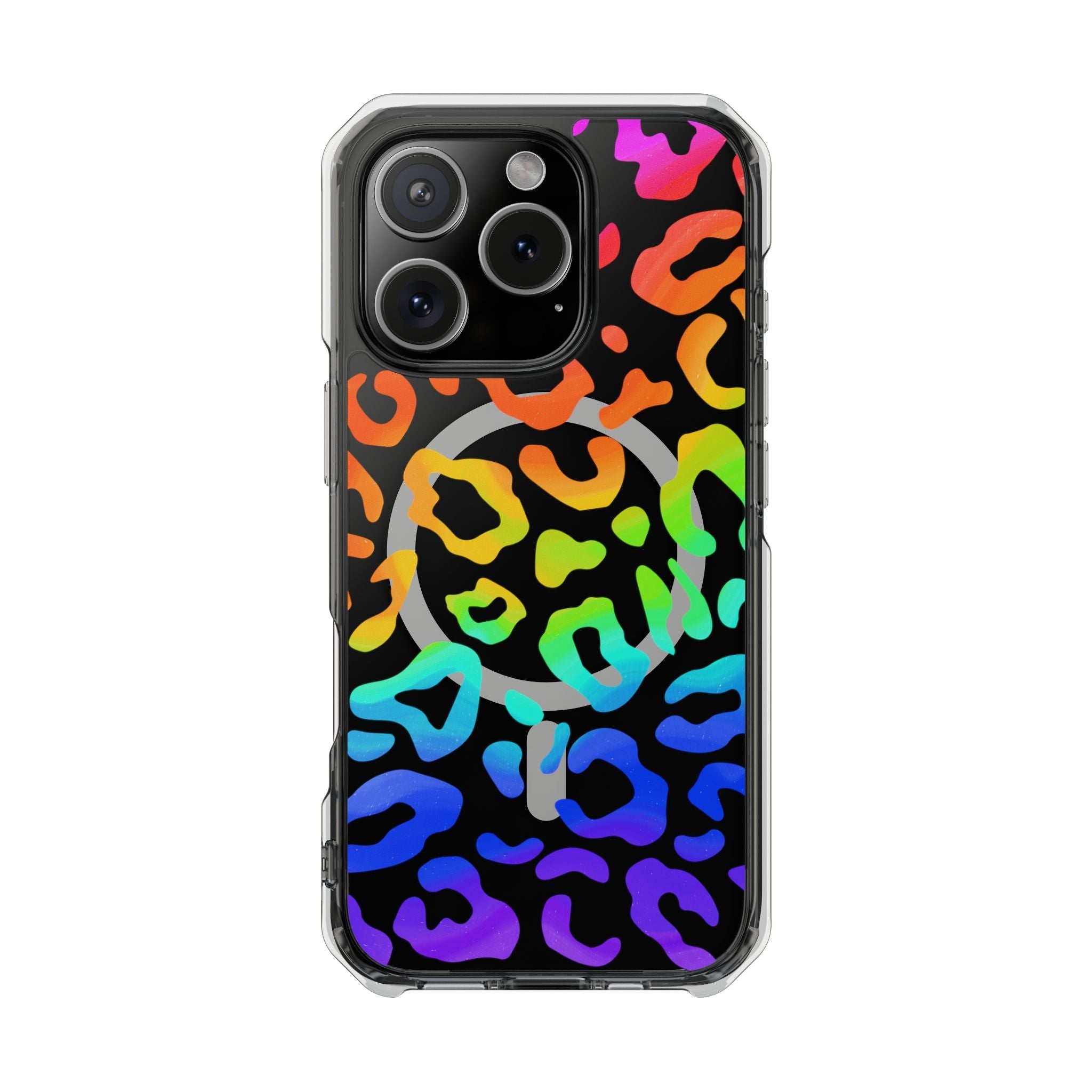 Bespattered Facade Watercolor Rainbow Leopard MagSafe Clear Impact Case