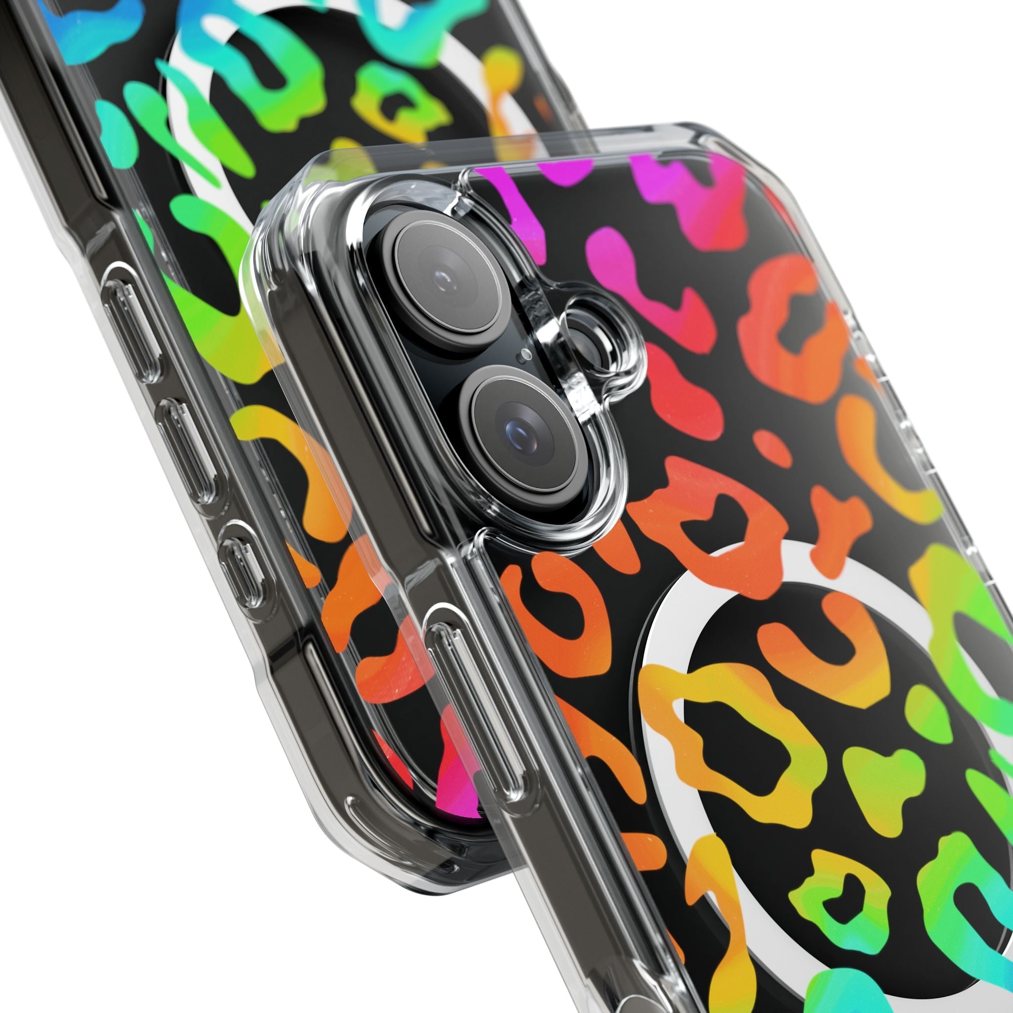 Bespattered Facade Watercolor Rainbow Leopard MagSafe Clear Impact Case