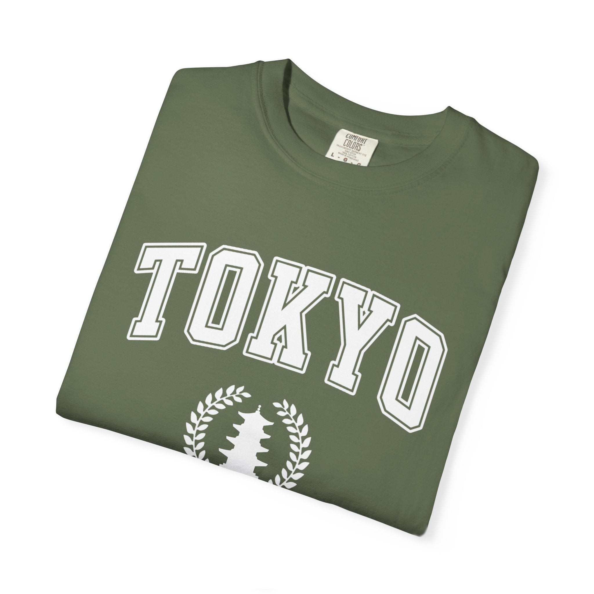 Tokyo Vintage-Style pagoda with laurel T-Shirt — Collegiate Graphic Tee