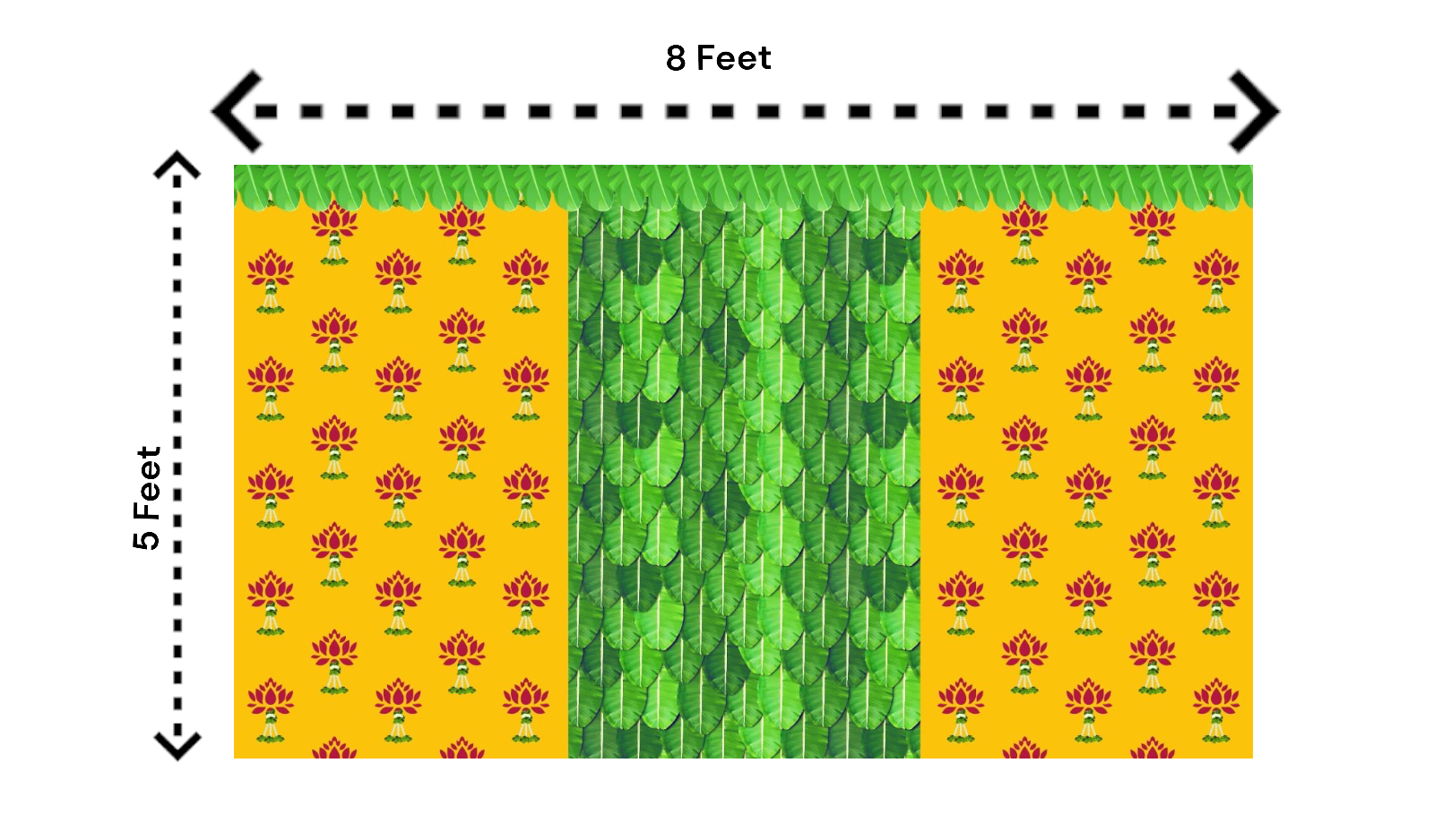 Traditional Indian Backdrop Banner for Diwali, Wedding, Seemantham Ceremony, Housewarming - 5 x 8 Feet Fabric Backdrop (1073)