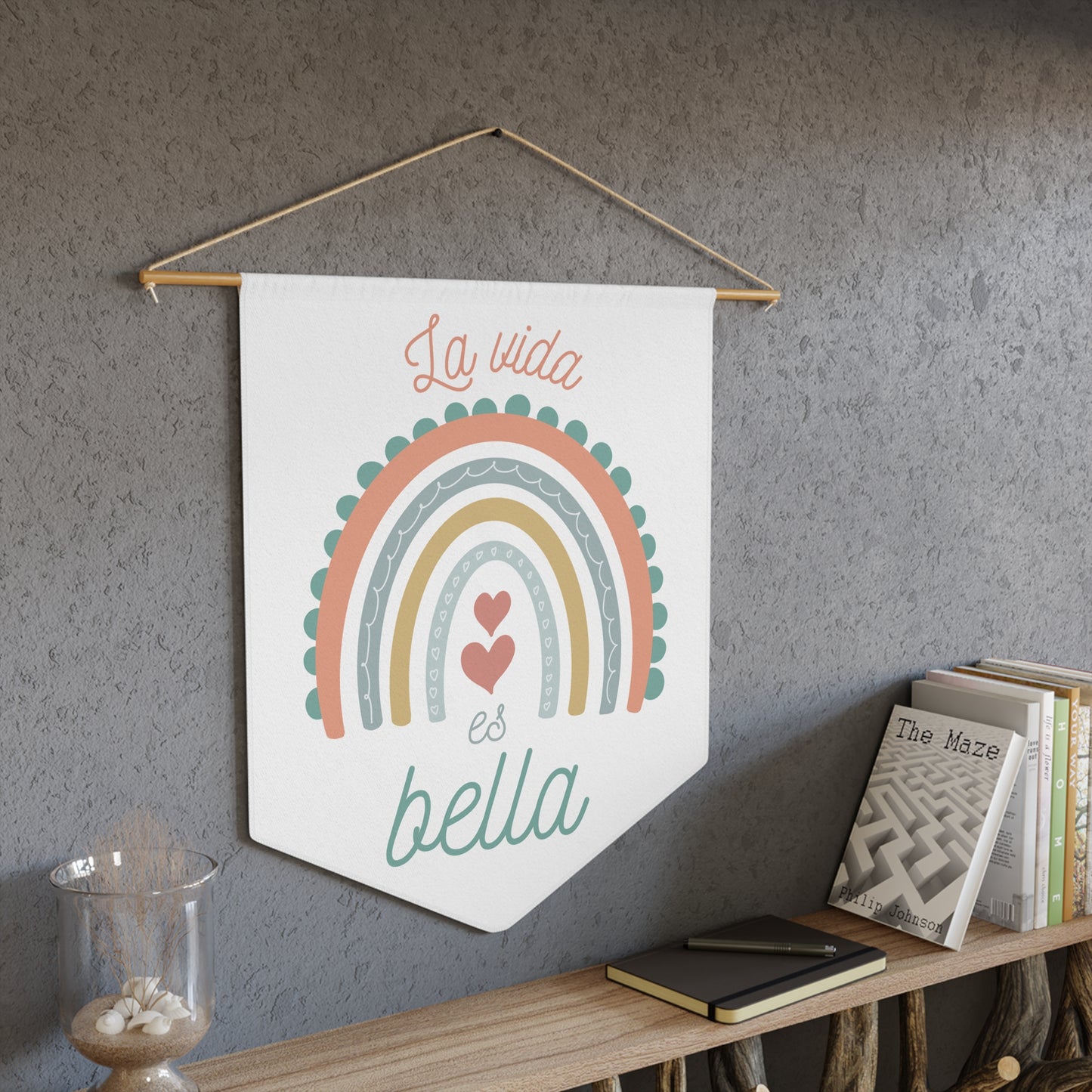 La vida es bella Spanish Rainbow Pennant Wall Art
