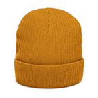 Nein Embroidered Ribbed Beanie — Cozy Black Knit Winter Hat
