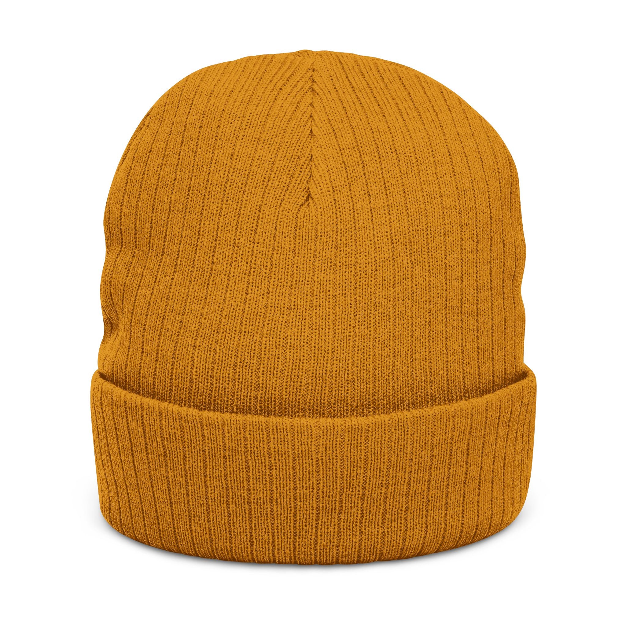 Nein Embroidered Ribbed Beanie — Cozy Black Knit Winter Hat