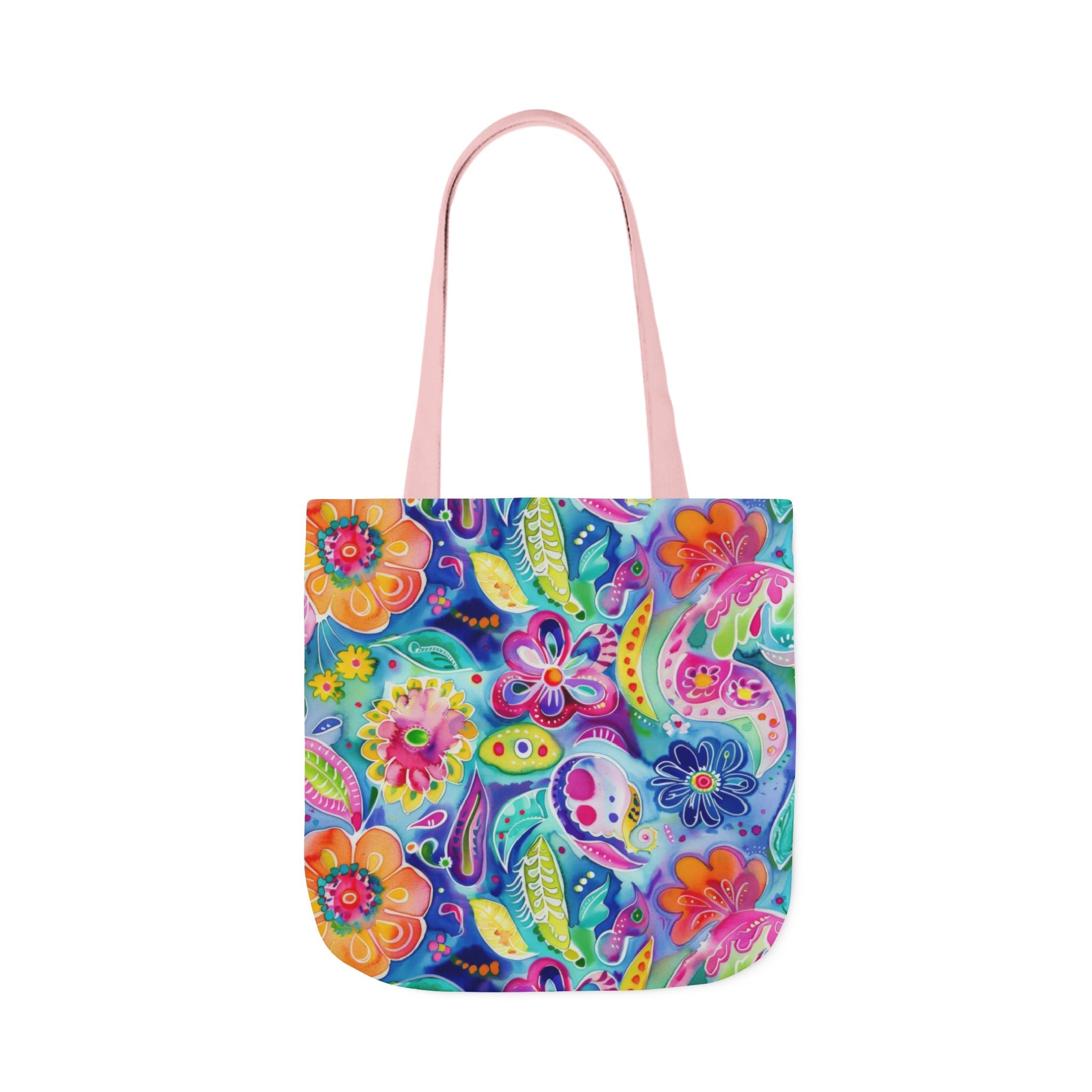 Bespattered Facade Colorful Flowers Canvas Tote Bag | 3 Sizes and 5 Strap Colors