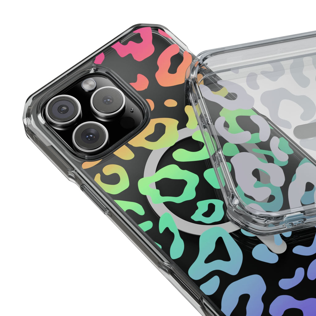 Bespattered Facade Bright Rainbow Leopard MagSafe Clear Impact Case
