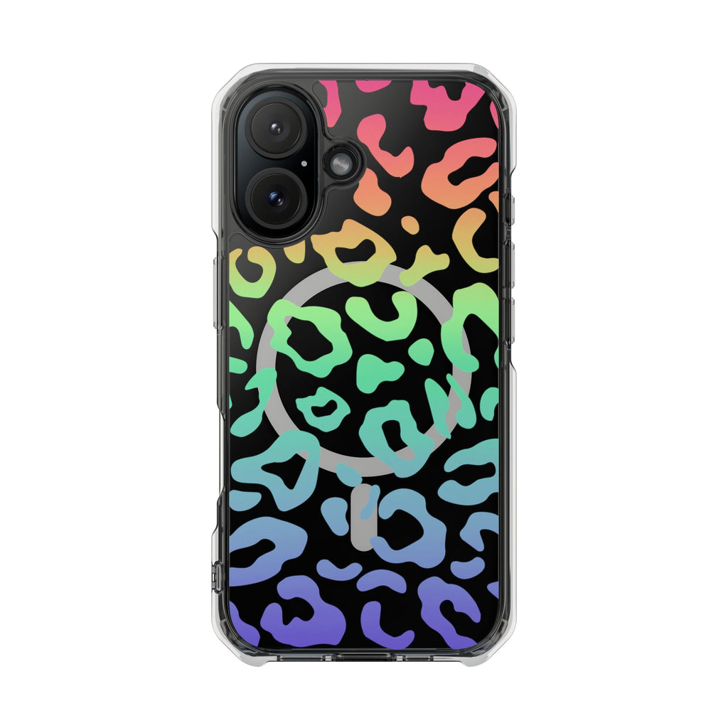 Bespattered Facade Bright Rainbow Leopard MagSafe Clear Impact Case