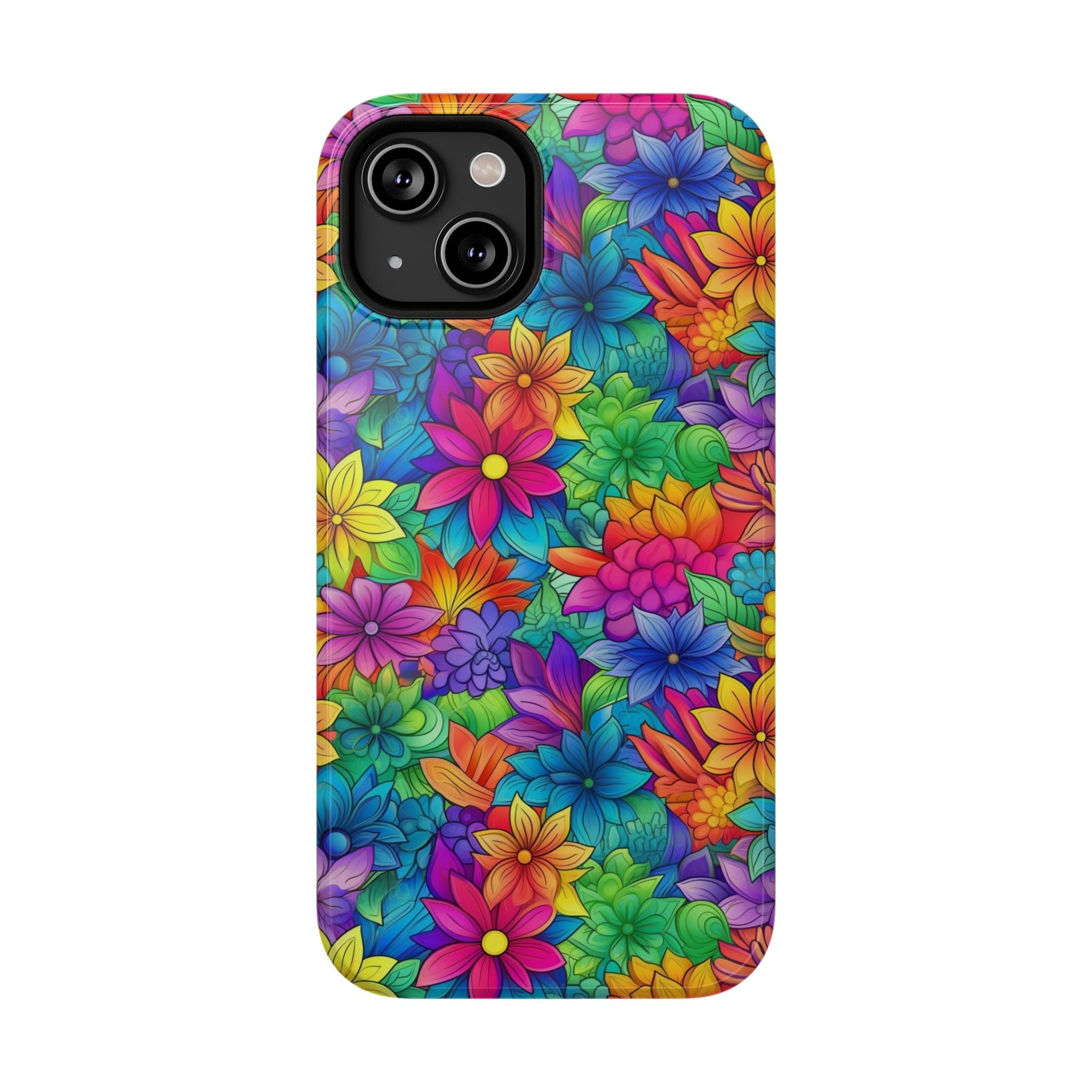 Bespattered Facade Bright Rainbow Flowers Impact-Resistant Case