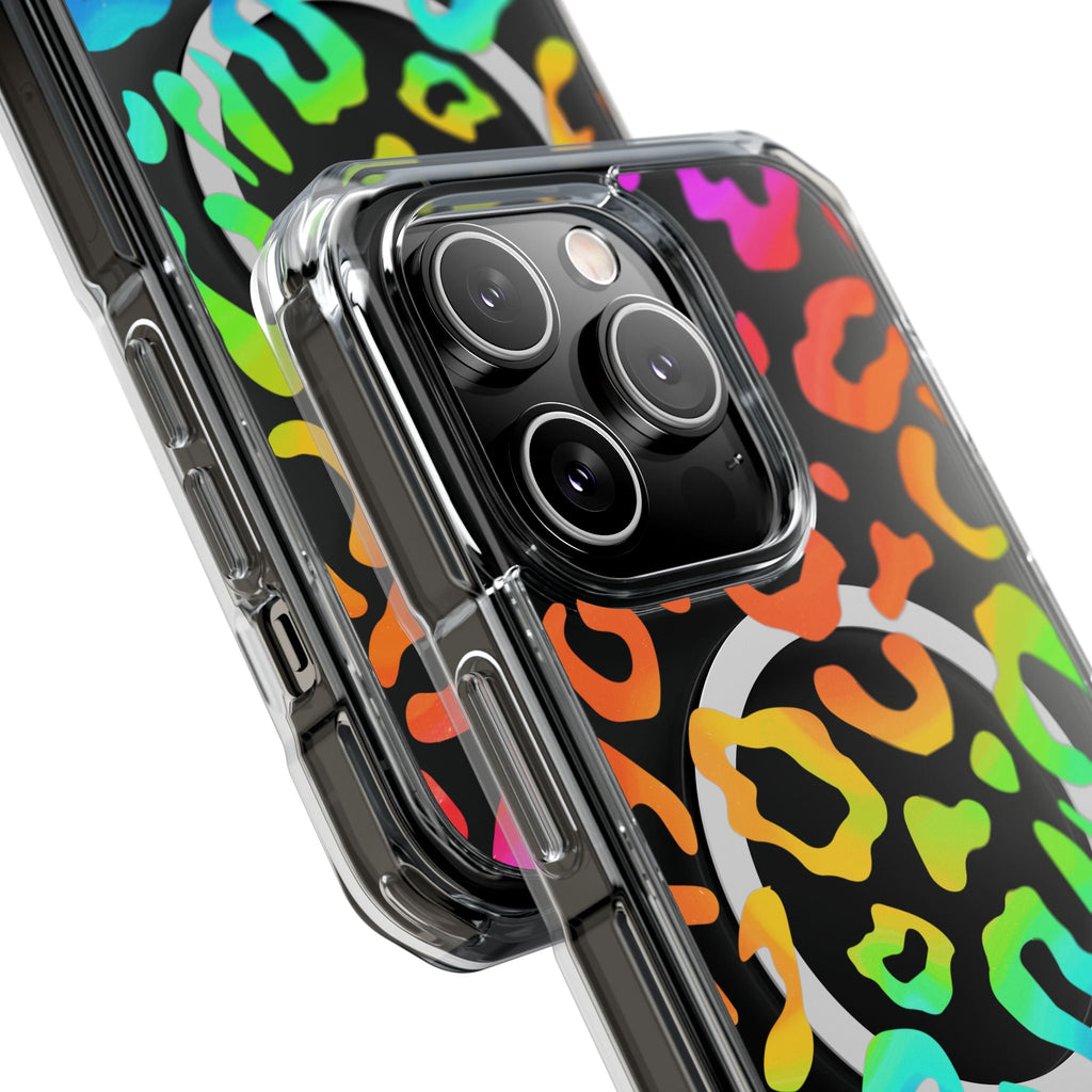 Bespattered Facade Watercolor Rainbow Leopard MagSafe Clear Impact Case